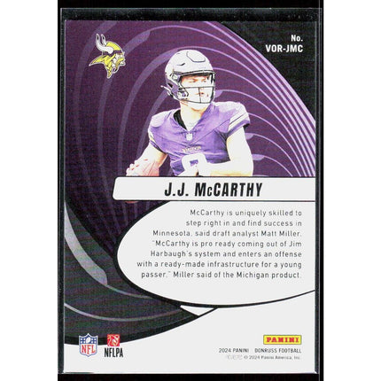 J.J. McCarthy 2024 Donruss Vortex #VOR-JMC Minnesota Vikings