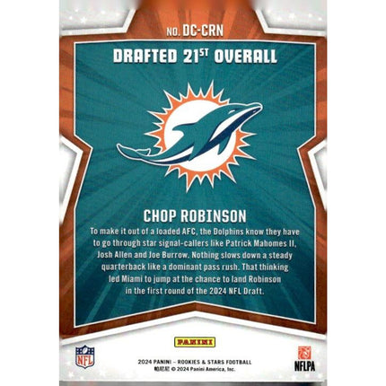 Chop Robinson 2024 Panini Rookies & Stars Draft Class #DC-CRN Miami Dolphins