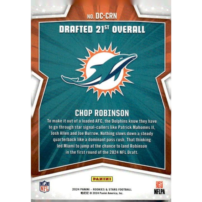 Chop Robinson 2024 Panini Rookies & Stars Draft Class #DC-CRN Miami Dolphins
