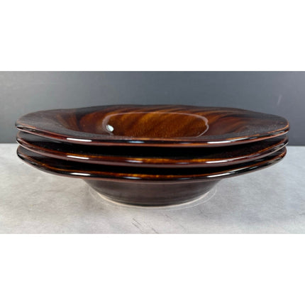 3 Sakura Port of Call Tortoise Shell 9.5" Brown Bowls