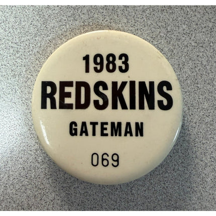 Washington Redskins 1983 Gateman Badge 2" Vintage Football Collectible