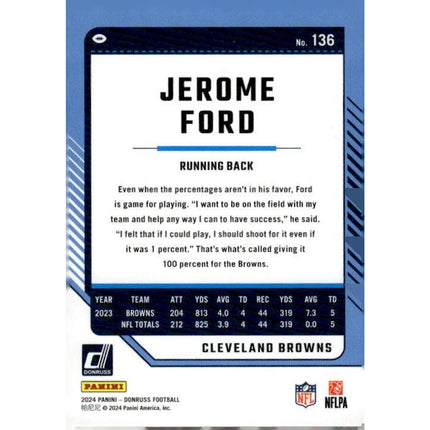 Jerome Ford 2024 Donruss #136 Cleveland Browns