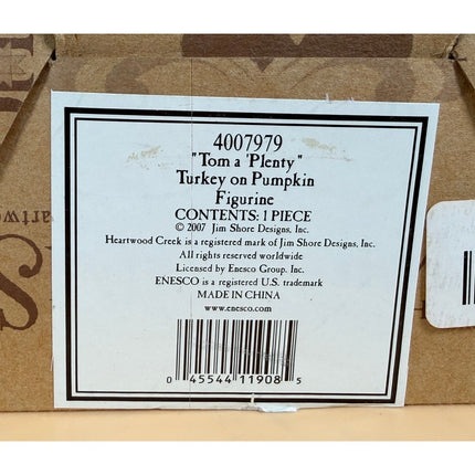 Jim Shore Tom a Plenty Turkey on Pumpkin Figurine 4007979 with Box