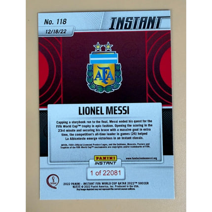 2022 Panini Instant FIFA World Cup Qatar Lionel Messi #118 NM