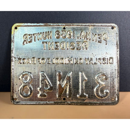 1938 Pennsylvania Resident Hunting License Metal Tag Vintage Collectible