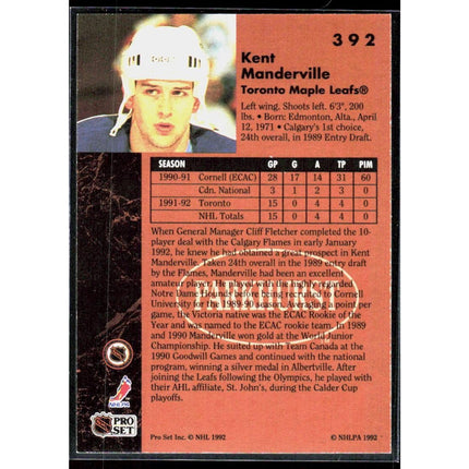 Kent Manderville 1991-92 Parkhurst #392 Toronto Maple Leafs