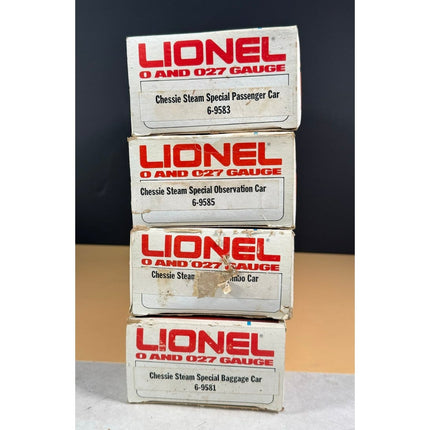 Lionel Chessie Steam Special Passenger Cars Set of 4 O 027 Gauge Illuminated OB