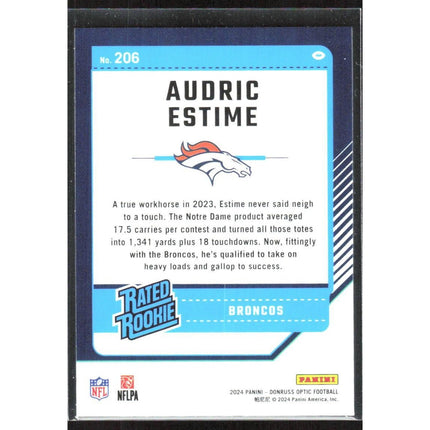 Audric Estime 2024 Donruss Optic #206 RC Denver Broncos
