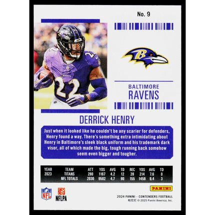 Derrick Henry 2024 Panini Contenders Season Ticket Retail #9 Baltimore Ravens