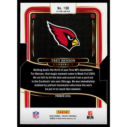 Trey Benson 2024 Panini Select Silver Prizm Die Cut #198 RC Premier Cardinals