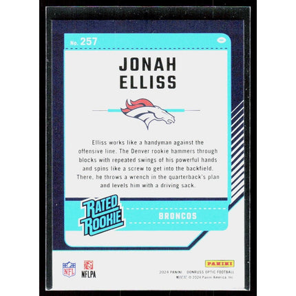 Jonah Elliss 2024 Donruss Optic #257 RC Denver Broncos