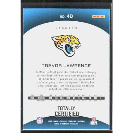 Trevor Lawrence 2024 Panini Totally Certified Mirror Maroon #40 Jaguars
