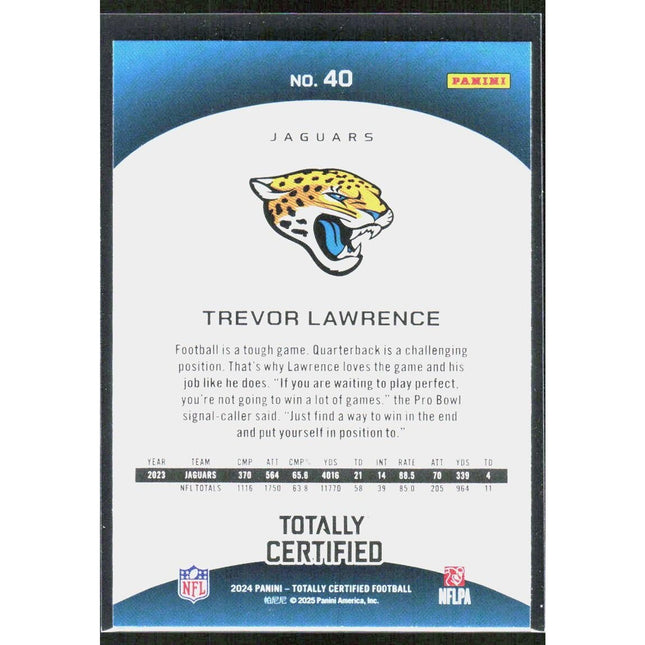 Trevor Lawrence 2024 Panini Totally Certified Mirror Maroon #40 Jaguars