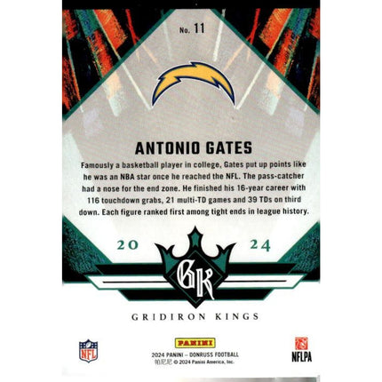 Antonio Gates 2024 Donruss All-Time Gridiron Kings #11 San Diego Chargers