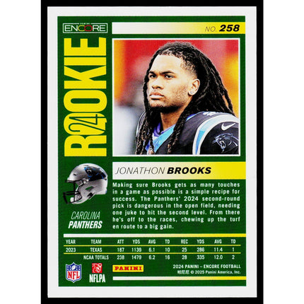 Jonathon Brooks 2024 Panini Encore #258 RC Carolina Panthers