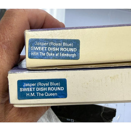 Wedgwood Jasper Royal Blue Queen and Duke of Edinburgh Plates 4.75" Pair