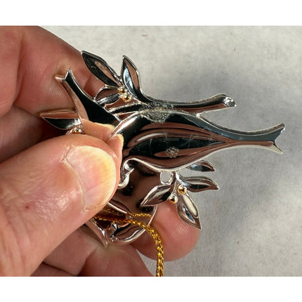 Dansk Silverplate Two Turtle Doves Ornament Original Box Holiday Collectible