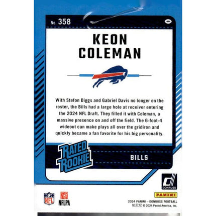 Keon Coleman 2024 Donruss #358 RC Buffalo Bills