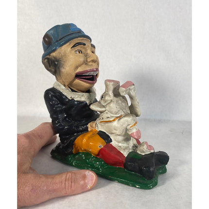 Reproduction Paddy and His Pig Cast Iron Mechanical Bank Working 6.5"