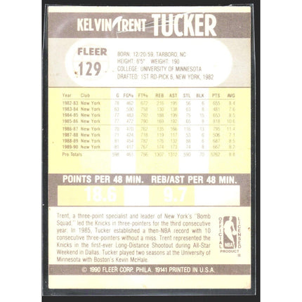Trent Tucker 1990-91 Fleer #129 New York Knicks