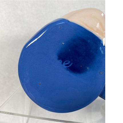 Batman Ceramic Molded Blue Mug — Marked "Bruce" on Base