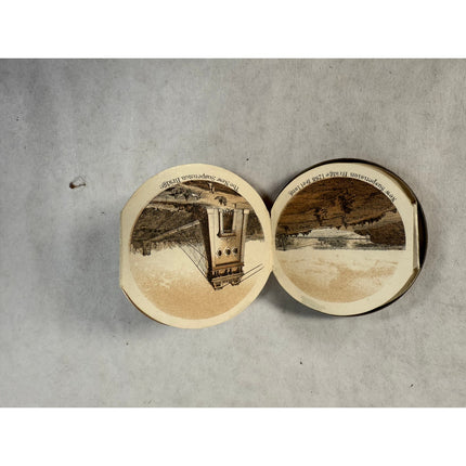 RARE 1869 Niagara Falls Souvenir Medallion Case w/ 16 Stereoscopic Views