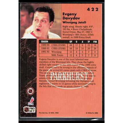 Evgeny Davydov 1991-92 Parkhurst #422 RC Winnipeg Jets