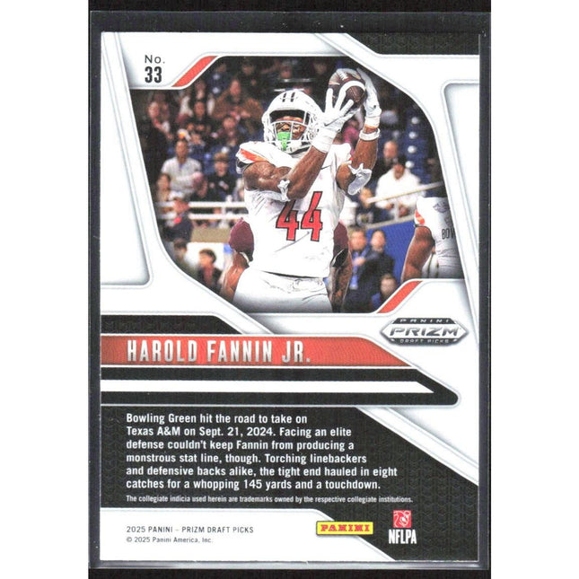 Harold Fannin Jr. 2025 Panini Prizm Draft Picks #33 Bowling Green Falcons