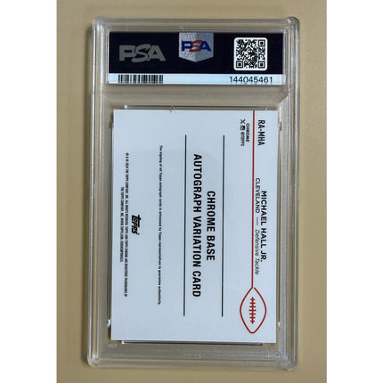 2024 Topps Chrome Rookie Auto Aqua Geometric Michael Hall Jr. #RAMHA /122 PSA 10