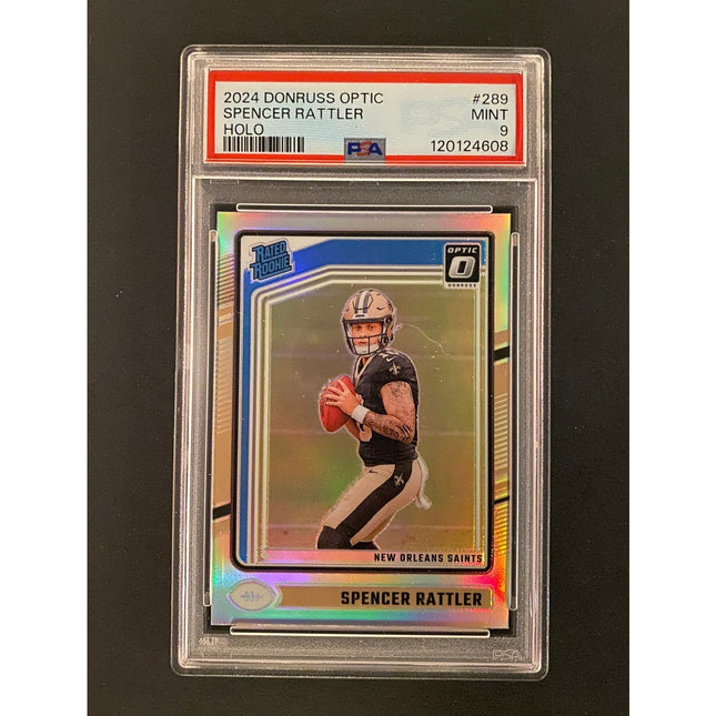 Spencer Rattler 2024 Optic Saints Rated Rookie Holo PSA 9