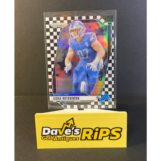 Aiden Hutchinson 24 Prizm 97 Lions Black White Checkerboard