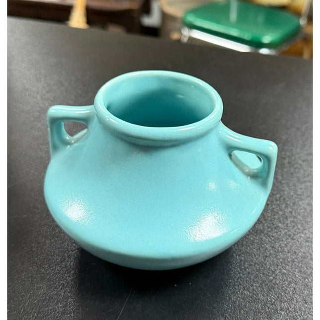 Blue Pottery Vase Ceramic Decorative Flower Vase Handcrafted Style Collectible