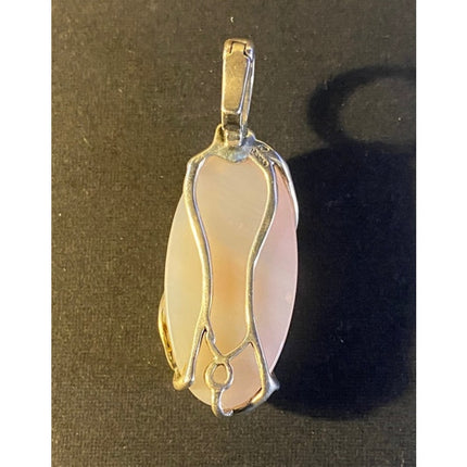 Carolyn Pollack 925 Sterling Silver Pink Peach Chalcedony Enhancer Pendant