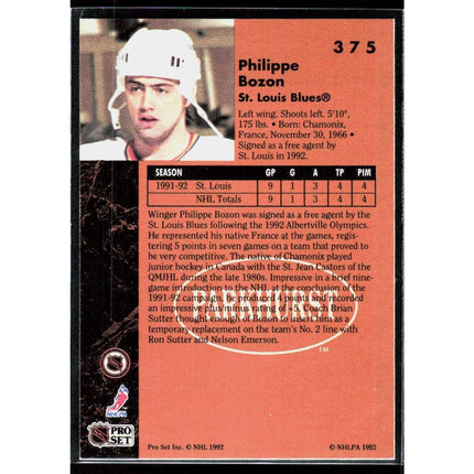 Philippe Bozon 1991-92 Parkhurst #375 RC St. Louis Blues