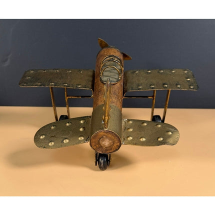 Handmade Wooden and Metal Airplane Desk Model Decorative Aircraft