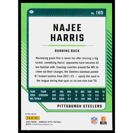 Najee Harris 2024 Donruss Optic Stars #165 Pittsburgh Steelers