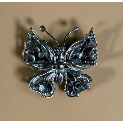 Multicolor Rhinestone Butterfly Brooch Regency-Style Costume Jewelry Pin
