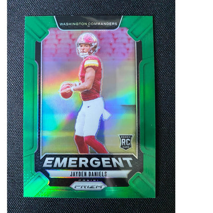 Jayden Daniels 2024 Panini Prizm #2 RC Rookie Emergent Green Prizm Commanders