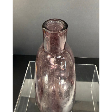 Clevenger Brothers 6" Purple Amethyst Flask Vintage Glass Bottle Collectible