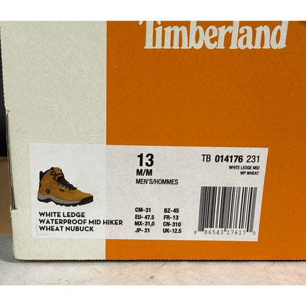 Timberland White Ledge Waterproof Mid Hiker Wheat Nubuck Men's 13 NIB
