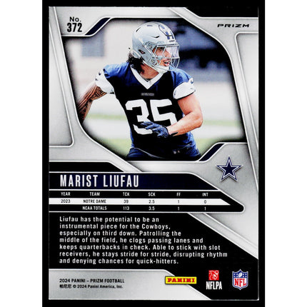 Marist Liufau 2024 Panini Prizm Neon Green Pulsar #372 RC Dallas Cowboys