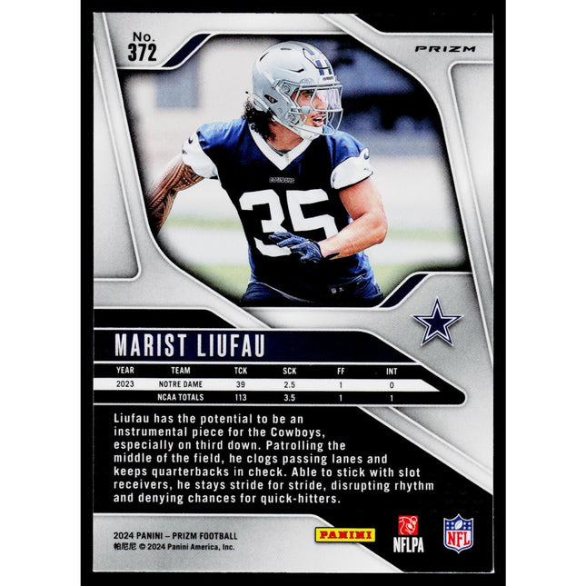 Marist Liufau 2024 Panini Prizm Neon Green Pulsar #372 RC Dallas Cowboys