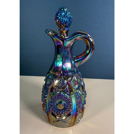 Imperial Glass Purple Iridescent Carnival Glass Cruet Pitcher 7"
