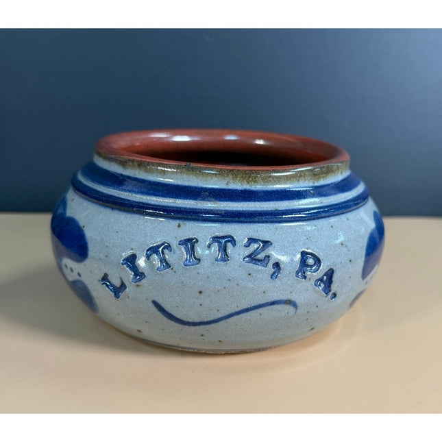 Vintage Lititz Stoneware Pottery Salt Glaze Bowl Signed “Harvey 11-11”