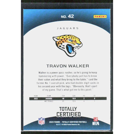 Travon Walker 2024 Panini Totally Certified Mirror Maroon #42 Jaguars