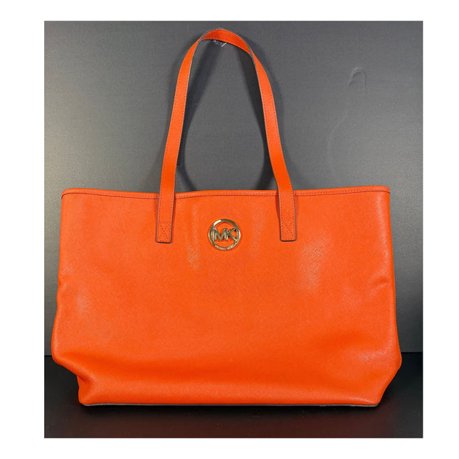 Michael Kors Orange Saffiano Tote Handbag Shoulder Bag