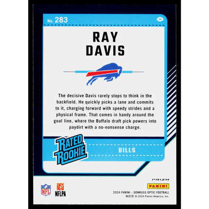 Ray Davis 2024 Donruss Optic Blue Hyper #283 Buffalo Bills