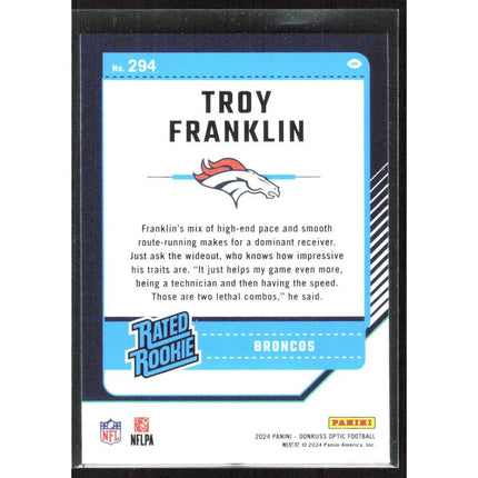 Donruss Optic #294 Troy Franklin 2024 RC Denver Broncos