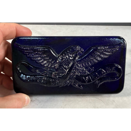 Wheaton Village Blue Glass Eagle Plaque Paperweight Sign
