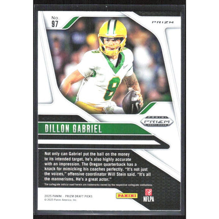 Dillon Gabriel 2025 Panini Prizm Draft Picks Prizms Gold Ice #97 Oregon Ducks